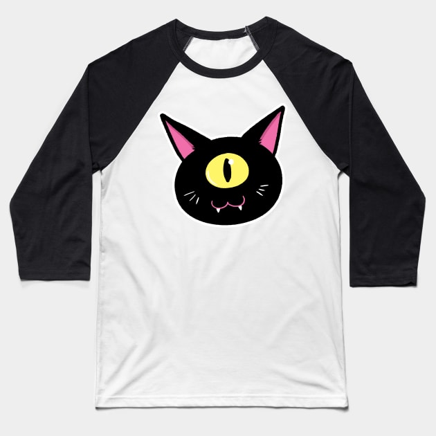 One Eyed Cat Baseball T-Shirt by Starline Hodge